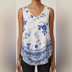 Francesca's Blue Floral Tank Top